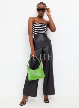 Женские кожаные брюки, штаны широкие